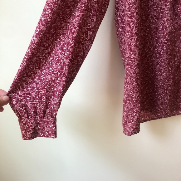 Vintage 1980s DIANE VON FURSTENBERG ruffle front floral blouse | size Medium - Picture 6 of 6